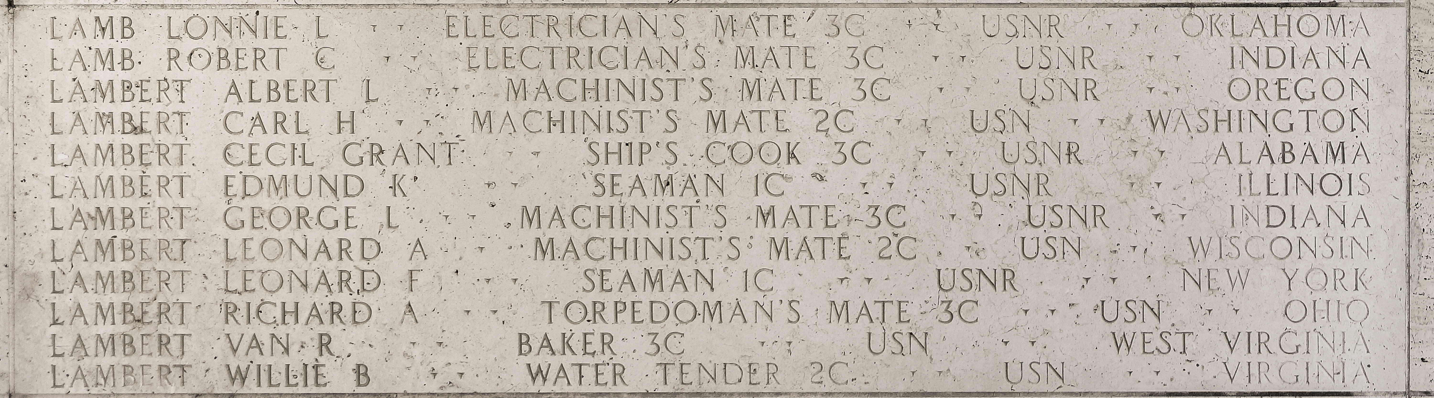 Robert C. Lamb, Electrician's Mate Third Class